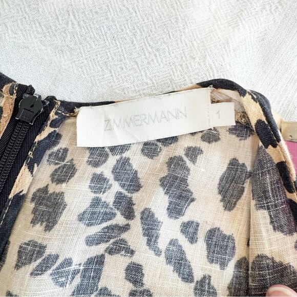 Zimmermann Veneto Plunge Leopard Printed Midi Dress Animal Print Size 1 (S) - Picture 7 of 15